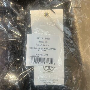 Tory Burch Black Floral Design 100% Silk Scarf NWT